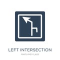left intersection icon in trendy design style. left intersection icon isolated on white background. left intersection vector icon
