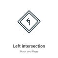 Left intersection outline vector icon. Thin line black left intersection icon, flat vector simple element illustration from Royalty Free Stock Photo