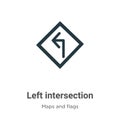 Left intersection vector icon on white background. Flat vector left intersection icon symbol sign from modern maps and flags Royalty Free Stock Photo