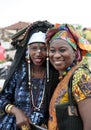 Left: just-married Fula, right: wolof (tribe) women, Gambia Royalty Free Stock Photo