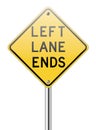 Left land ends traffic sign