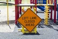 Left lane closed ahead sign Royalty Free Stock Photo