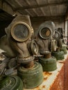 Left over gas masks used during the liquidation of the effects of the Chernobyl disaster..