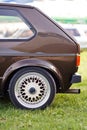 Left rear side of old european brown car Royalty Free Stock Photo