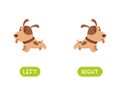 LEFT and RIGHT antonyms word card vector template. Flashcard for english language learning.