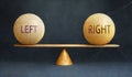 Left and Right in balance - a metaphor showing the importance of two opposite aspects of life, Left and Right, staying in