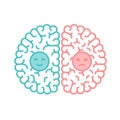 Left and Right Brain, Happy and Moody concept outline stroke fla