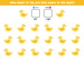Left or right with cute rubber duckling. Logical worksheet for preschoolers.
