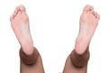 Left and right foot soles and calf, female feet, medical or massage concept