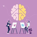 Left and right human brain concept-Creative part and logic part with social and business vector Royalty Free Stock Photo