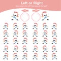 Left or Right Unicorn Game for Children. Cute unicorn math worksheet. Educational printable math worksheet. Royalty Free Stock Photo