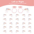 Left or Right Unicorn Game for Children. Cute unicorn math worksheet. Educational printable math worksheet. Royalty Free Stock Photo