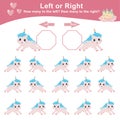 Left or right with cute unicorn with valentine theme. Royalty Free Stock Photo