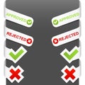 Left and right side signs - Approved, Rejected Royalty Free Stock Photo