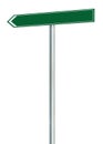 Left road route direction pointer this way sign, green isolated roadside signage copy space, white traffic arrow frame roadsign Royalty Free Stock Photo