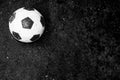 Left side football, soccer ball black and white image