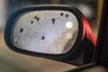 Left side mirror on car at night Royalty Free Stock Photo