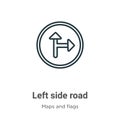 Left side road outline vector icon. Thin line black left side road icon, flat vector simple element illustration from editable Royalty Free Stock Photo