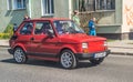 Classic small Polish car Fiat 126p driving
