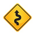 Left-sided winding road sign. Vector illustration decorative design