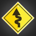 Left-sided winding road sign. Vector illustration decorative design