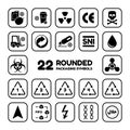 22 Set of Packaging Symbols With Rounded Cartoon Style