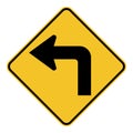 Left turn ahead traffic sign Royalty Free Stock Photo