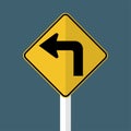 Left turn ahead traffic sign Royalty Free Stock Photo