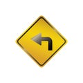 Left turn road sign. Vector illustration decorative design Royalty Free Stock Photo