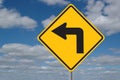 Left Turn Sign with Clouds Royalty Free Stock Photo