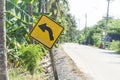 Left turn Sign, Road sign warns of a turn left Royalty Free Stock Photo