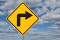 Left Turn Traffic Sign with Clouds Royalty Free Stock Photo