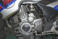 Left view of the motorcycle engine Royalty Free Stock Photo