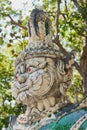 Left View Portrait Headshot Titan or Giant in Color Mirror Suit in Wat Analayo Temple