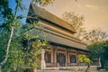 Left View Prajao Tanjai Sanctuary or Chapel at Wat Analayo Temple in Vintage Tone