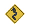 Left winding road sign. Concept of traffic regulations.