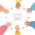 Lefties rule concept banner. August 13, International Left-handers Day celebration.