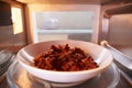 Leftover Chili Cooking Inside Microwave OvenÃ¯Â¿Â½