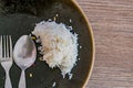 Leftover rice on dish Royalty Free Stock Photo