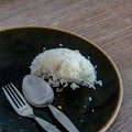 Leftover rice on dish