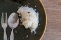 Leftover rice on dish Royalty Free Stock Photo