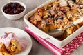 Leftovers bread pudding with nuts and berries