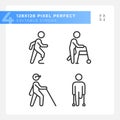 Leg amputation linear icons set