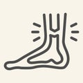 Leg ankle pain line icon. Foot joint bones injury outline style pictogram on white background. Injury leg for mobile Royalty Free Stock Photo