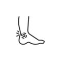 Leg ankle pain line icon