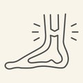 Leg ankle pain thin line icon. Foot joint bones injury outline style pictogram on white background. Injury leg for Royalty Free Stock Photo