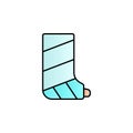 Leg, break, bone, gypsum color gradient vector icon