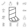 leg, break, bone, gypsum icon. Simple thin line, outline vector element of Bone injury icons set for UI and UX, website or mobile Royalty Free Stock Photo