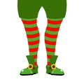 Leg Christmas elf. Striped stockings and green shoes. Assistant