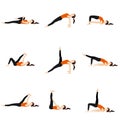 Leg extention yoga poses set